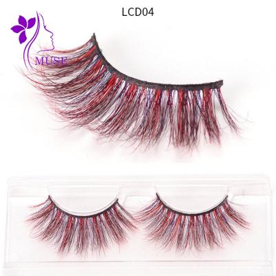 China super slim & Soft Dramatic Seller Popular Dramatic Fur 3D 5D 25mm Fur 3D 5D 25mm Colored Strip Home Party Stripe Mink Color Lashes for sale