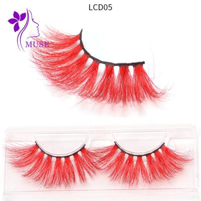 China super slim & Soft Wholesale Strip Eyelash Vendor Strip Full Fur 3D 5D 25mm Mink Colored Eye Lashes for sale