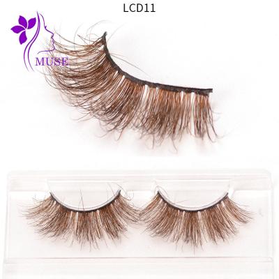 China super slim & Soft Fashion Multicolor Natural Tape Full Lashes 3D 5D 25mm Color Lashes Fluffy Mink for sale