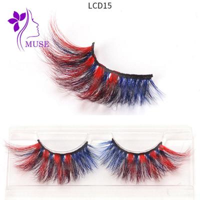 China super slim & Real Mink 3D 5D 25mm Colored Tape Lashes Soft Multi-Color Box Vendor Box Lashes Lashes for sale