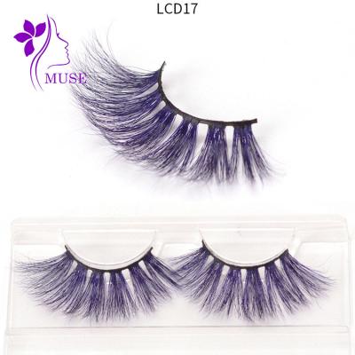 China super slim & Soft strip beauty supplies party 3d 5d 25mm real mink eyelashes mink color multicolor lashes for sale