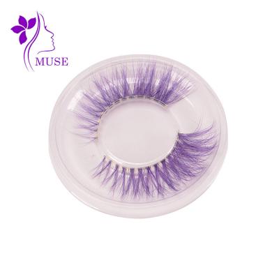 China super slim & Hot Selling Soft Strip Eyelash Seller Customized Boxes Natural Long Skil Mink Lashes With Color for sale