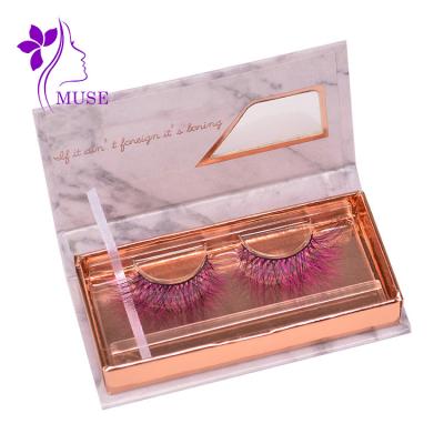 China super slim & Soft Strip Selling Customizable Length Style Real Multicolor 3d Mink Eyelash With Custom Box for sale