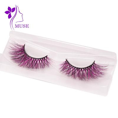 China super slim & Wholesale Hand Made Dramatic Color 3D Mink Lashes Soft Strip Real Fur 15mm Fluffy Lashes Seller for sale