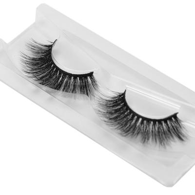 China super slim & Wholesale Private Label 18mm Synthetic Fiber Soft Strip Permanent Fluffy Mink Eyelashes for sale