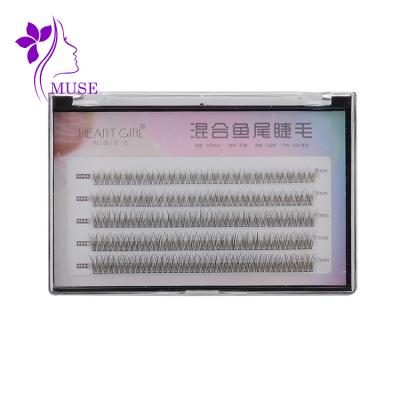 China Different lash seller private label group lash volume C curl thick fishtail eyelashes for sale