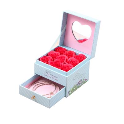 China Wholesale Recyclable Customized Elegant Pendants Packaging Gift Box Small Square Flower Decorative Jewelry Cufflinks Boxes With Drawer for sale