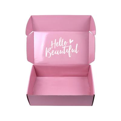 China Recycled Materials Custom Printed Hello Lovely Clothes Subscription Box Monthly Makeup Products Ads Corrugated Shipping Box for sale