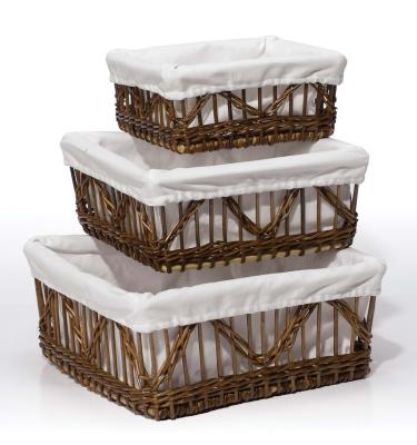 China Viable Chip Woven Wooden Wickerwork Storage Basket Set Of 3 Willow Plant Rattan Plant Plankton Bamboo Wood for sale