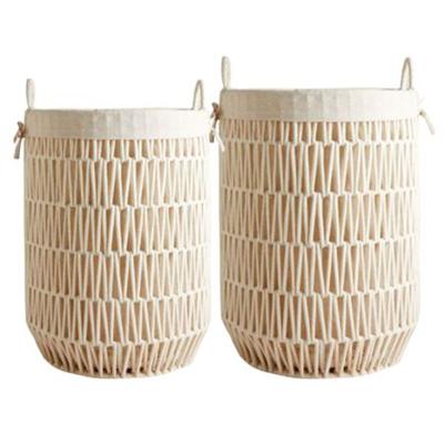 China Viable Laundry Hamper with Willow Wicker Rattan Shavings Metal Storage Basket Weave Christmas for sale