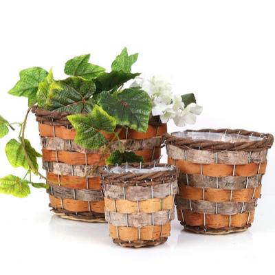 China Christmas Viable Ball Holder Vase Basket Flower Wicker Plant Basket Home Garden Decoration Wood Chips Hanger for sale