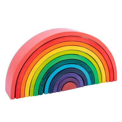 China Building Toy KIDPIK STEAM Wooden Stacking Rainbow Blocks Wooden Toys 12Pcs-Large For Kids Stacking Toy Wooden Rainbow Wooden Toys 2021 for sale