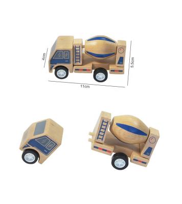 China Construction Toy KIDPIK STEAM Concrete Mixers Truck Building Block Sets Kids Wooden Building Bricks Train Assemble Toys 2021 for sale