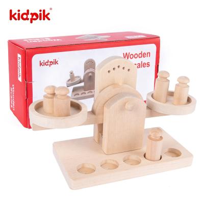 China Educational Toy KIDPIK STEAM Wooden Scales Kids Building Bricks Number Block Toys For Smart Math Toy Scales Wooden Toys 2021 Kids for sale