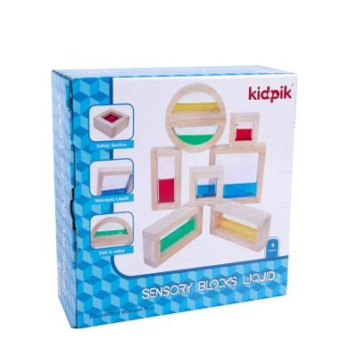 China Building Toy KIDPIK STEAM Sensory Blocks 8Pcs Building Block (Water Type) Sets Wooden Toys 2022 For Kids Construction Toy Building Bricks for sale