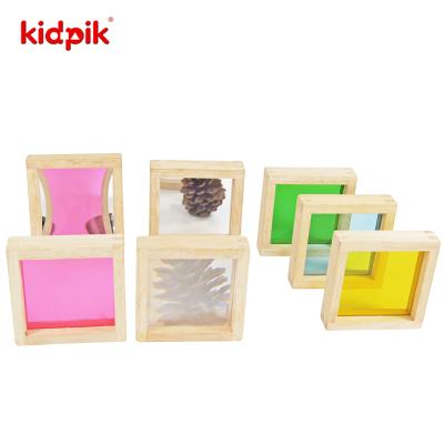 China Educational Toy KIDPIK STEAM Square Rainbow Blocks 7Pcs--14CM Building Block Squares Stacking Toy Baby Sensory Large Building Blocks 2022 Sensory for sale