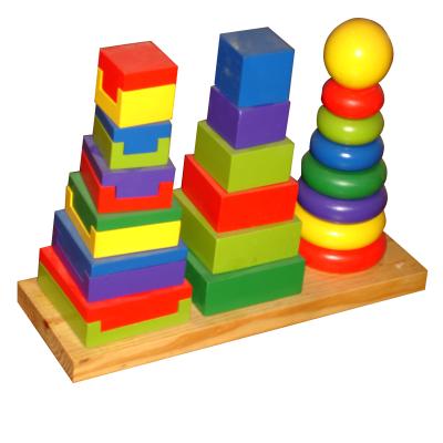 China Building Toy KIDPIK STEAM Logic and Sorter Blocks Building Block (3 Column) Sets Wooden Toys for Kids Stacking Toy Wooden Rainbow Block Toy for sale