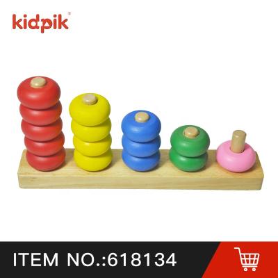 China Building Toy KIDPIK STEAM Logic and Sorter Blocks Building Block Toys (5 Column) Stacking Toy Rainbow Stacker Wooden Toys 2021 for sale