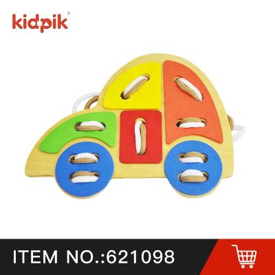 China Building Toy KIDPIK STEAM Vehicle Blocks With Rope Building Block Toy Kids Wooden Toys 2021 Hot Sale DIY Blocks Big Brain Toy for sale