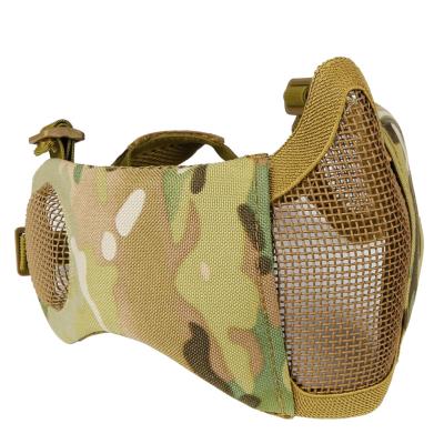 China New Tactical Military Half Face Steel Mesh Mask with Ear Protection Hunting Airsoft Paintball Game Sport Army Combat for sale