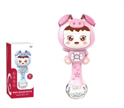 China Toy Wholesale Newborn Baby Rattle Teether Toy Hand Bell Educational Rattle Toddler Electronic Molar Toys with Lights Music for sale