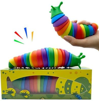 China Hot Selling Plastic PVC Stretch Juggernaut Slug Toys Stress Anxiety Relief Slug Toys for sale