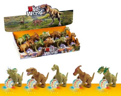 China With Light Music Dinosaur Electric Stage Lighting Music 5 Colors Green Brown 2 Styles 10PCS In Display Box For Kids Toys for sale