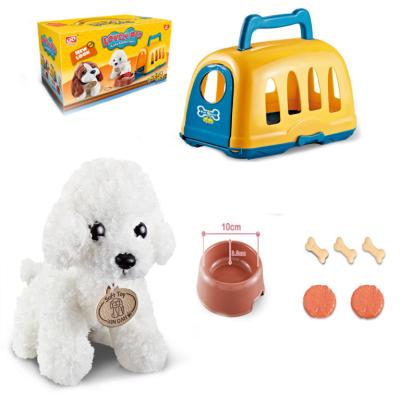 China Newest Design Plush Kids Pet Toys and Accessories Pet Doggie Care Feeder and Cage Set with Dog Plush Toy for sale