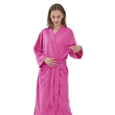 China Breathable Hot Selling Polyester Style Waffle Long Robe Solid Color Plus Size Pajamas Couples Pajamas for sale