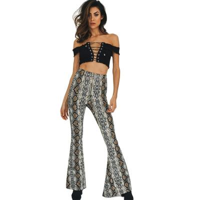 China New Hot Sale Anti-wrinkle Ladies Slim Fit Women's Flare Pants Long Snake Printing Plus Size Women's Trousers for sale