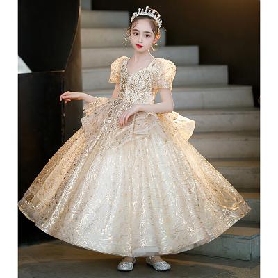 China Short Sleeve Girl's Birthday Party Dress Sequin Princess Flower Girl Dresses Wedding Kids for sale