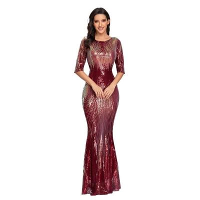 China Women's Anti-Wrinkle Cocktail Sequin Tassel Bodycon Satin Club Party Prom Luxury Evening Dresses Backless Elegant Ladies Formal Dress Long for sale