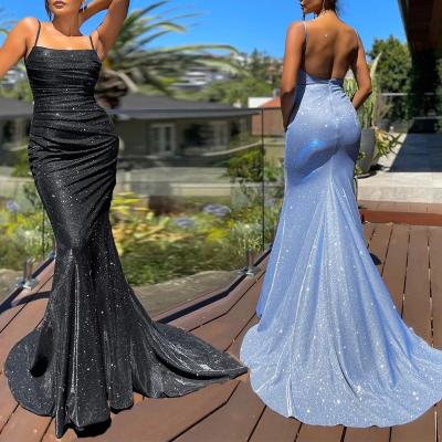 China Breathable Sexy Elegant Tassel Long Sequin Mermaid Dress Backless Dresses For Women Evening Party Gowns for sale