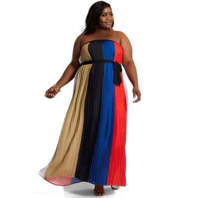 China Anti-wrinkle women's boho beach dress loose pleated chiffon maxi plus size long backless elegant casual outfits for sale