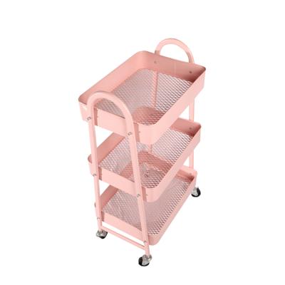 China Morden Rolled Tool Cart Storage Cart 3 Tier Stand Rack Kitchen Slim Rolling Folding Folding Flat Hand Wheels for sale