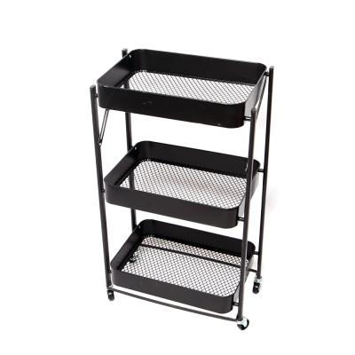 China 3 Tier Sustainable Storage Trolley Spice Cart Small Kitchen Storage Hand Cart Storage Carts With Wheels for sale