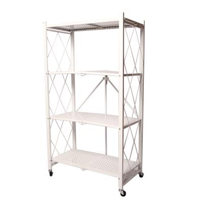 China Viable Kitchen Storage Shelf Rack Trolley Kitchen Storage Trolley With Foldable Vegetable Basket Storage Trolley Rack for sale