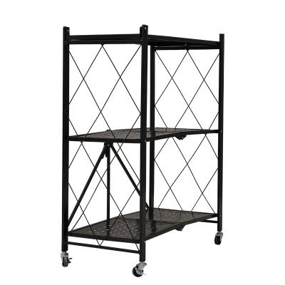 China Viable 4 Layer Metal Steel Storage Shelves Rack Slim Storage Organizer Rack With Wheels Storage Shelf Rack With Wheels Black for sale