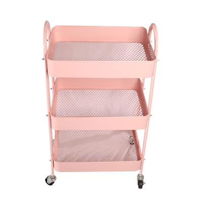 China Viable Kitchen Storage Shelf Rack Trolley Kitchen Storage Trolley With Foldable Vegetable Basket Storage Trolley Rack for sale