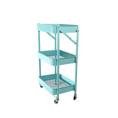 China 3 Tier Sustainable Storage Trolley Spice Cart Small Kitchen Storage Hand Cart Storage Carts With Wheels for sale