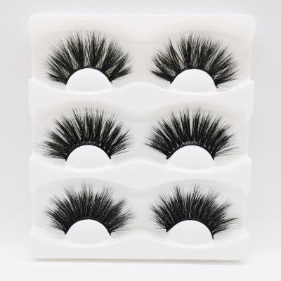 China Economic Crisscross Custom Design Luxury Fluffy Faux Mink Eyelash 3d Lashes 25mm for sale