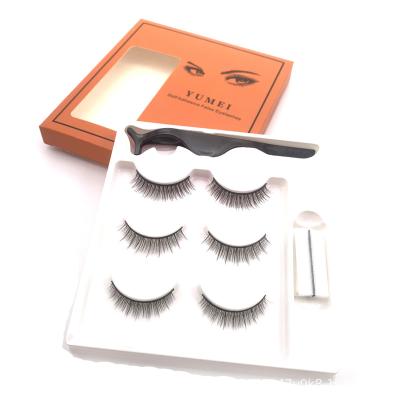 China Natural Self Adhesive Long Lashes No Glue Eyelashes Glueless Self Adhesive 3 Pairs False Eyelashes for sale