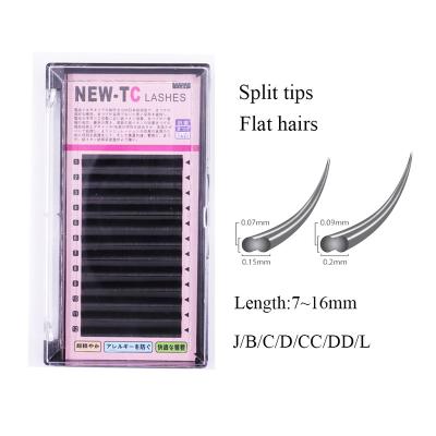 China Flat Tip Matte Flat Lashes Extensions 0.15 Double Lash Cashmere Flat Eyelash Extensions Ellipse Flat Lash Extensions for sale