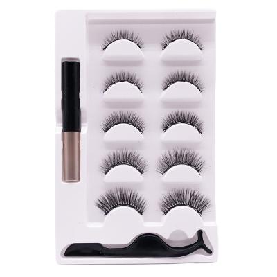 China Factory Supply Attractive Price Crisscross Easy To Wear 5 Pairs Invisible Magnetic Eyelash Set for sale