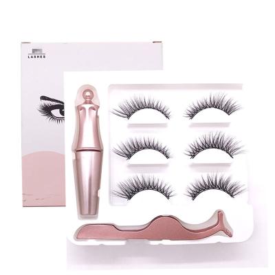 China Good Quality Wholesale Customized Crisscross Black Synthetic Easy To Use Vegan False Magnetic Eyelashes for sale