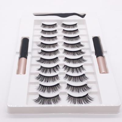 China New 2022 high sales criss-cross 10 pairs natural eyelashes magnetic seller private label for sale