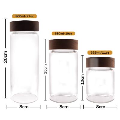 China Hot Customized Freshness Preservation Amazon Food Containers High Borosilicate Glass Storage Jar With Screw Acacia Wood Lid for sale