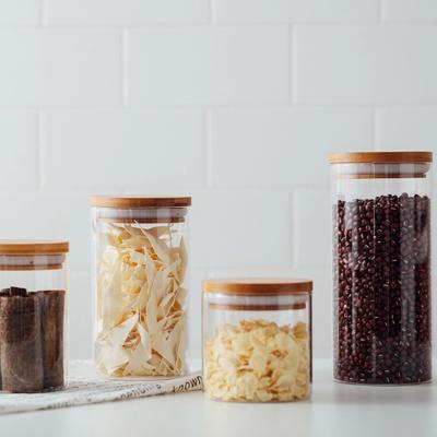 China Freshness Keeping Wholesale Handmade Kitchen Storage Jars Glass Jar Storage Stainless Steel Cover Glass Jar Heat Resistant Food Storage for sale