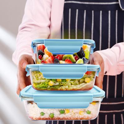 China Eco-Friendly High Prep Multi Size Borosilicate Glass Multi Size Freshness Preservation Citylife Shape Bpa Free Food Container Desktop Lunch Box With Lid for sale