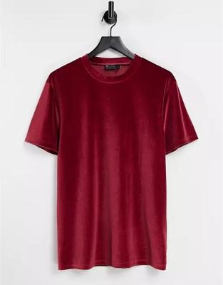 China Burgundy Velvet Anti-wrinkle T-shirt for sale